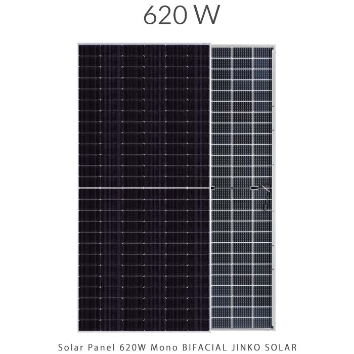 پنل خورشیدی 620 وات مونو کریستال مدل بایفشیال N-Type برند JINKO SOLAR